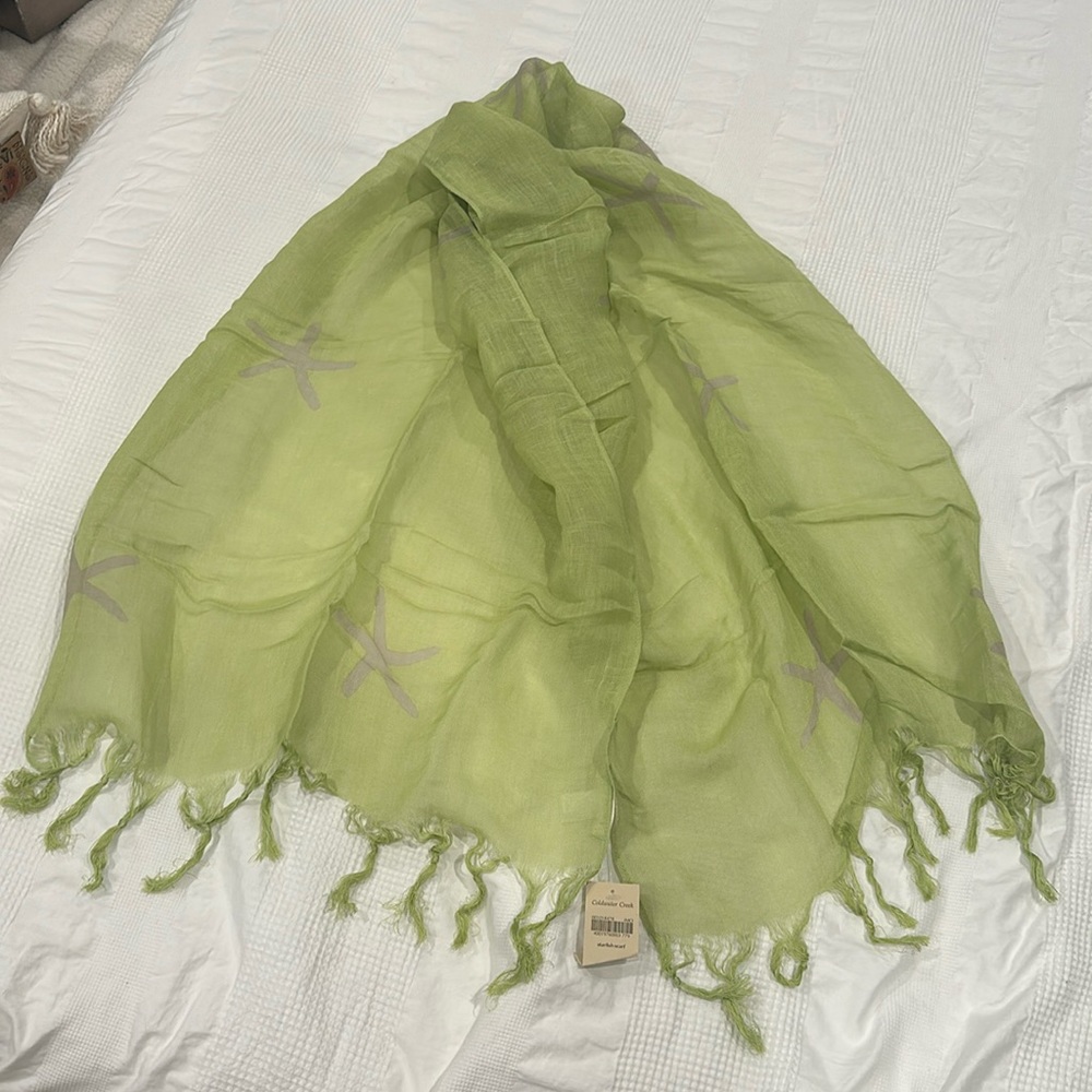 Coldwater Creek starfish linen scarf NWT
